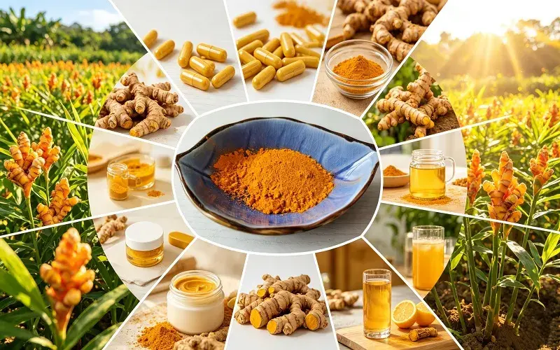 The raw material base of curcumin and the display of various finished products